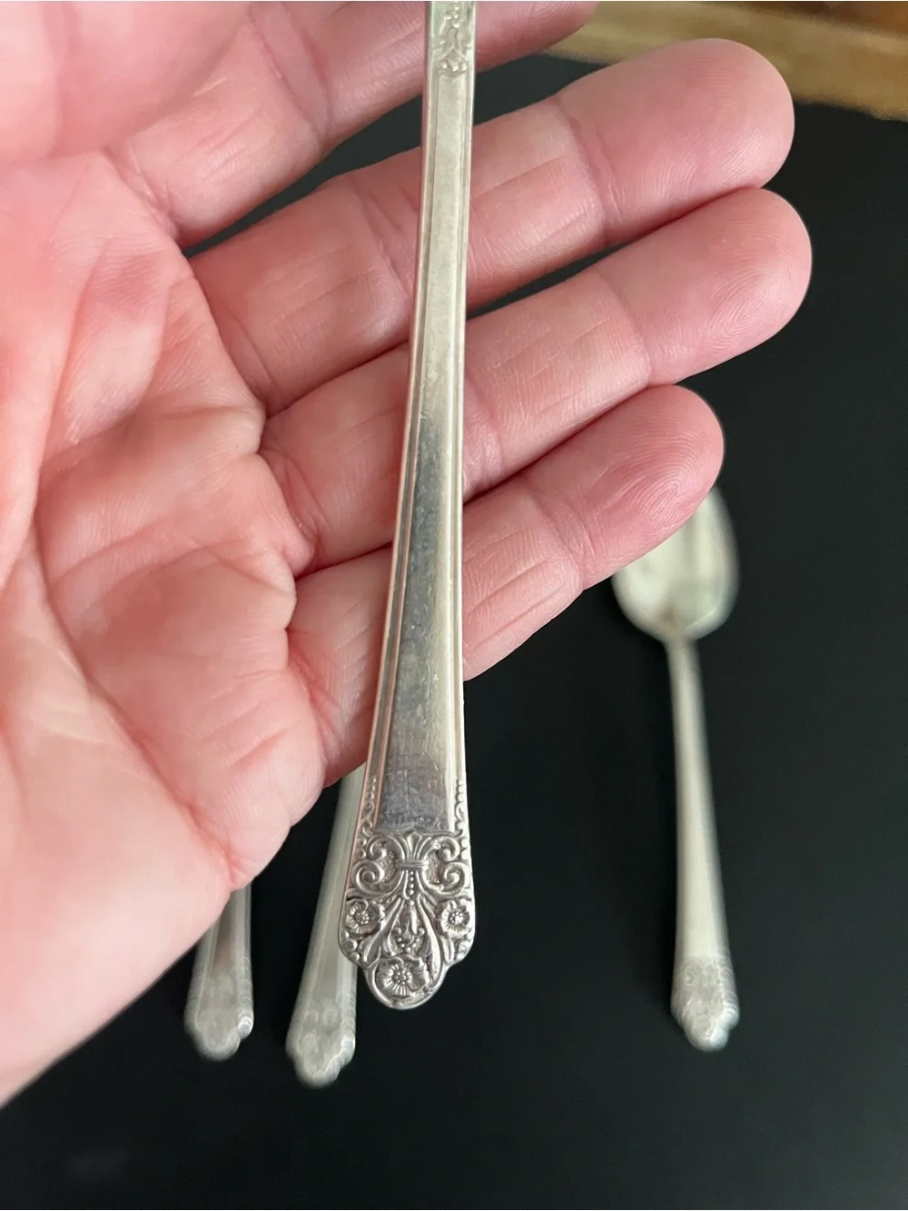 Stainless Steel Floral Handle Teaspoons - Set of 6 - Silver